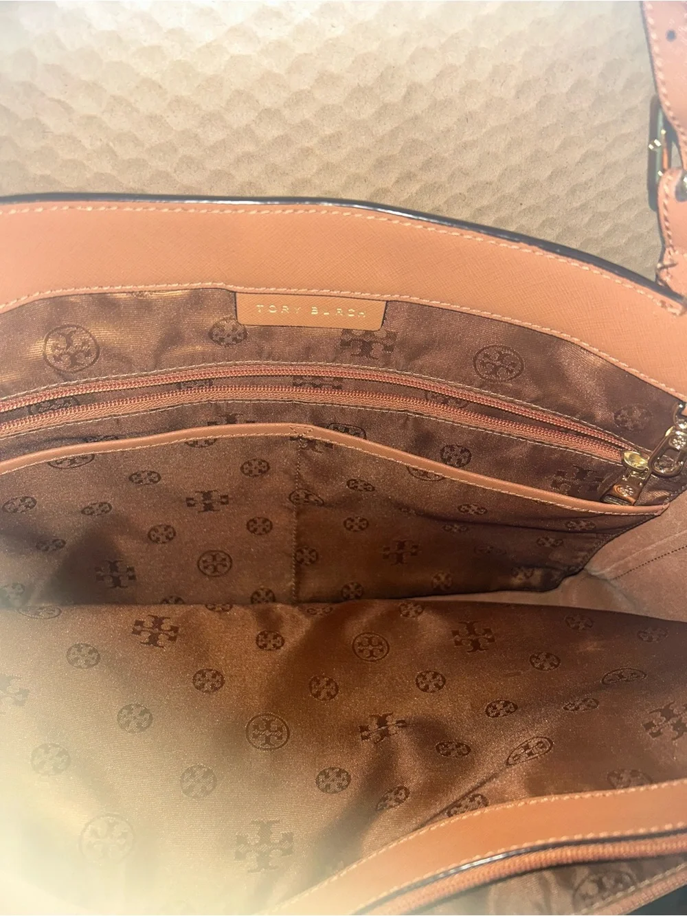 Tory Burch Dusty Rose Leather Tote with Dual Straps